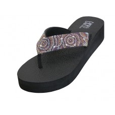 W722L-RG - Wholesale Women's "Easy USA" Rhinestone Upper Wedge Sandals (*Rose Gold Color) *Last 3 Case